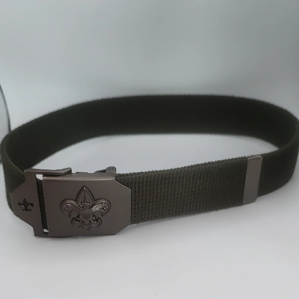 Kids Olive Green Belt with Fleur-de-Lis Buckle Scouts